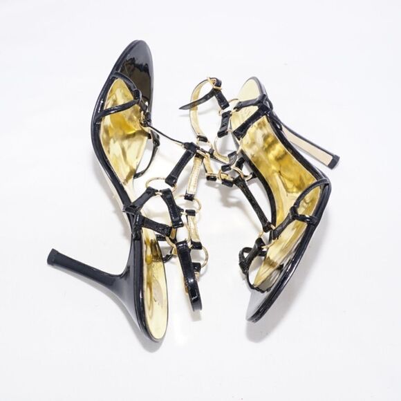 Guess by Marciano Black and Gold Strappy Heels, Size 7 - Picture 3 of 11
